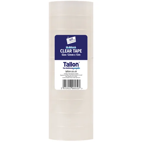 Just Stationery 40 Microns Mini Clear Tape 12mm X 13m 10 Pack
