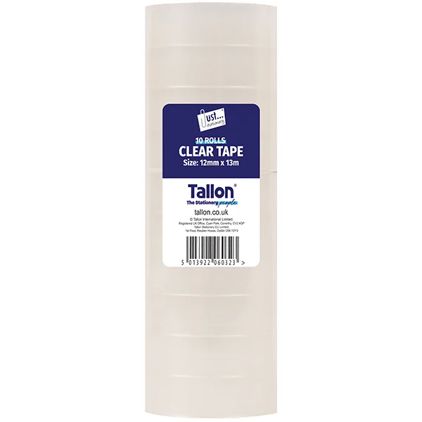 Just Stationery 40 Microns Mini Clear Tape 12mm X 13m 10 Pack