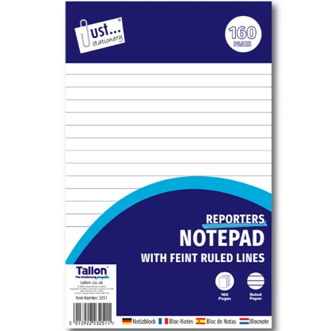 Just Stationery 50gsm Ruled Reporter Notepad 160 Pages