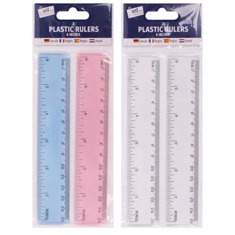 Just Stationery 6" Plastic Rulers 2 Pack