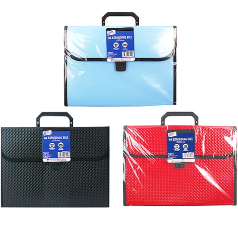 Just Stationery A4 13 Pocket Expanding Plastic File Assorted Colours