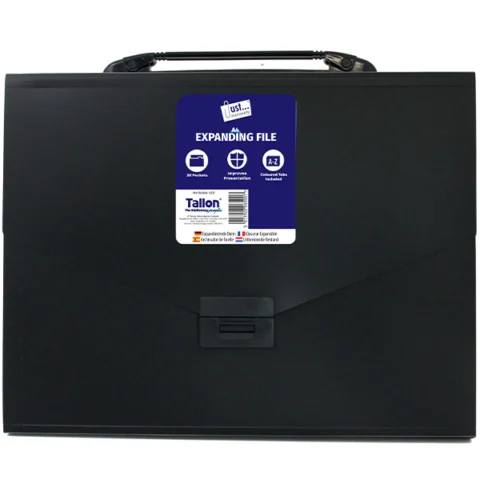Just Stationery A4 26 Pocket Black Expanding File