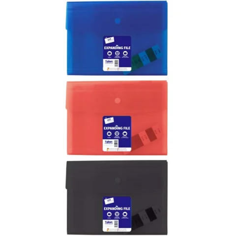Just Stationery A4 6 Pocket Expanding File Assorted Colours