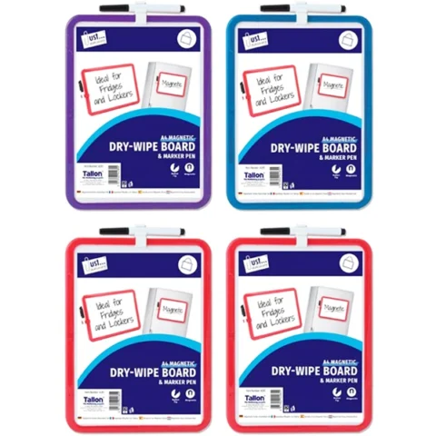 Just Stationery A4 Dry-Wipe Board With Pen Assorted Colours