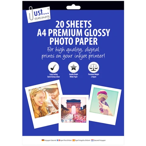 Just Stationery A4 Premium Glossy Photo Paper 20 Sheets