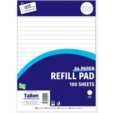 Just Stationery A4 Refill Pad 100 Sheets