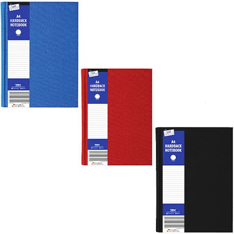 Just Stationery A4 Ruled Hardback Notebook Assorted Colours