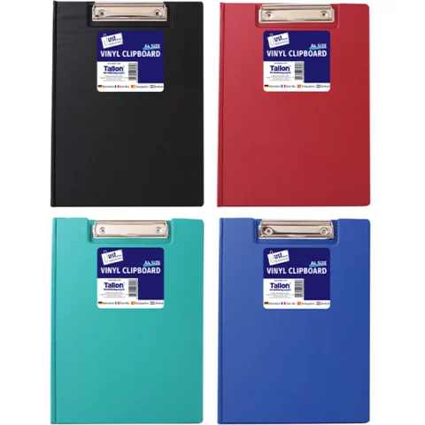 Just Stationery A4 Vinyl Clipboard Folder Assorted Colours