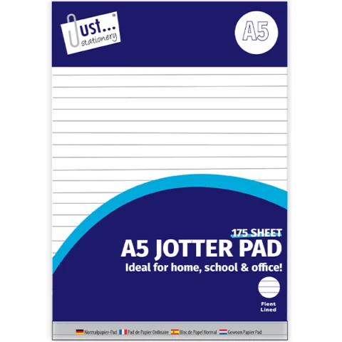 Just Stationery A5 Lined Jotter Pad 175 Sheet
