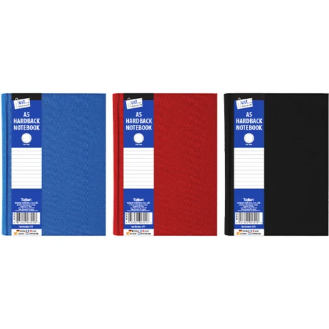 Just Stationery A5 Ruled Hardback Notebook Assorted Colours