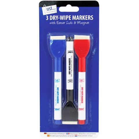 Just Stationery Assorted Colour Dry-Wipe Markers 3 Pack