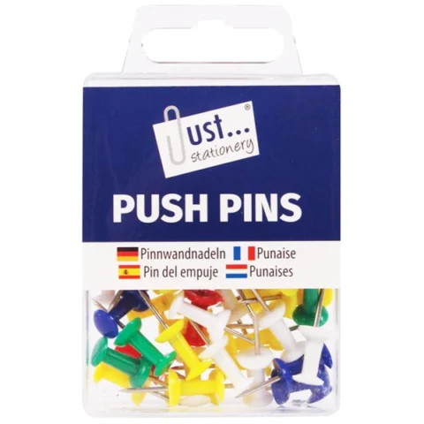 Just Stationery Assorted Colour Push Pins