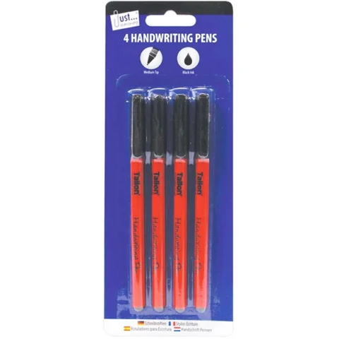 Just Stationery Black Fine Tip Handwriting Pens 4 Pack