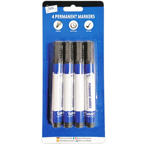 Just Stationery Black Permanent Markers 4 Pack