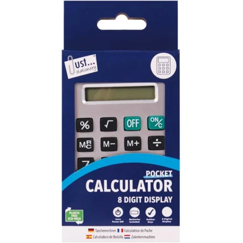 Just Stationery Black & Silver Pocket Calculator