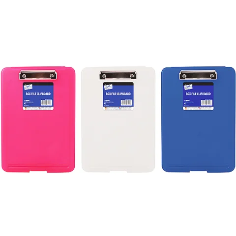 Just Stationery Box File Clipboard Assorted Colours