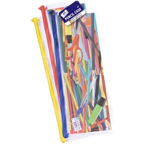 Just Stationery Clear Exam Pencil Case 13" Assorted Colours