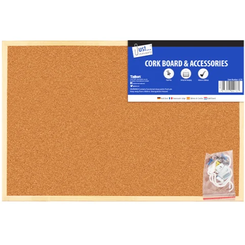 Just Stationery Cork Notice Board & Accessories 300 X 450mm