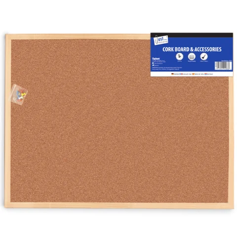 Just Stationery Cork Notice Board & Accessories 400 X 600mm