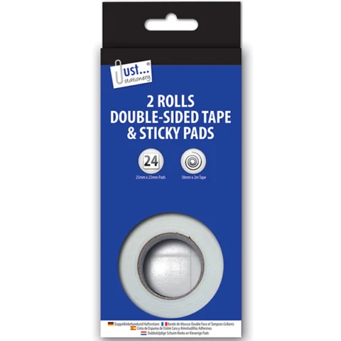 Just Stationery Double-Sided Tape & Sticky Pads 2 Pack