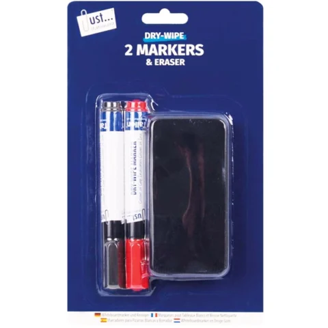 Just Stationery Dry-Wipe Markers & Eraser Set 3pc