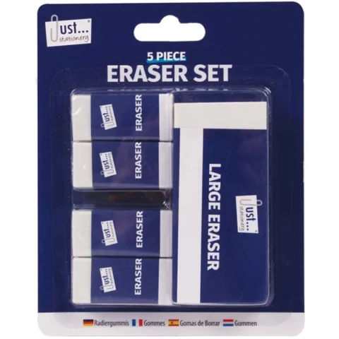 Just Stationery Erasers 5 Pack