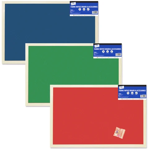 Just Stationery Fabric Notice Board & Accessories 400 X 600mm Assorted Colours