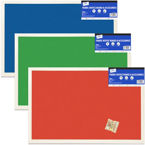 Just Stationery Fabric Notice Board & Accessories 600 X 800mm Assorted Colours
