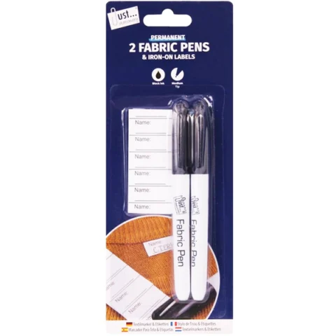 Just Stationery Fabric Pens & Name Tag Labels 2 Pack