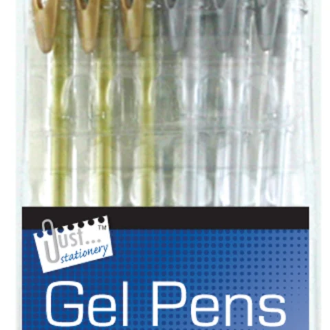 Just Stationery Gel Pens Gold & Silver 6 Pack