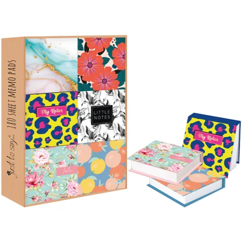 Just Stationery Illustrated 180 Sheet Memo Block Assorted