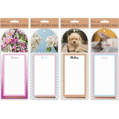 Just Stationery Magnetic Notepad & Pencil Set Assorted
