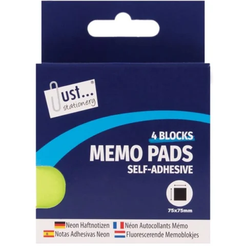 Just Stationery Memo Pads 4 Assorted Colours 128 Sheets