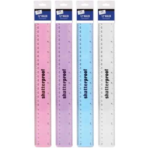 Just Stationery Metallic Shatterproof Ruler 12" Assorted Colours