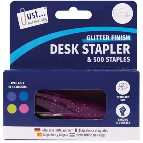 Just Stationery Metallic Stapler & 500 26/6 Staples Set