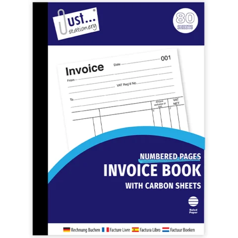 Just Stationery Numbered Page Invoice Book with Carbon Sheets 80 Pack