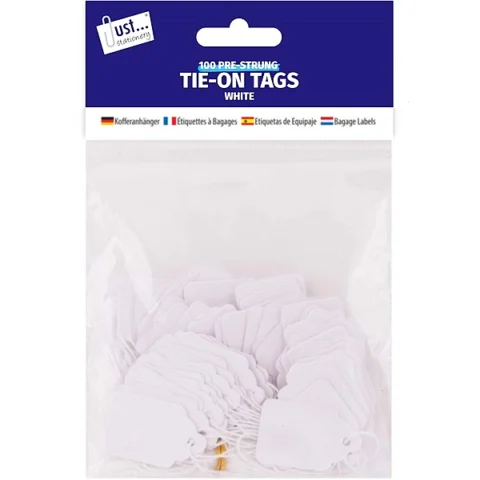 Just Stationery Pre-Strung Tie-On Tags 25 X 39mm 100 Pack
