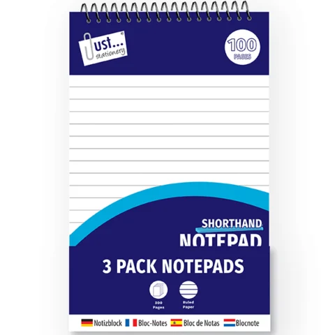 Just Stationery Shorthand Notepads 100 Pages 3 Pack
