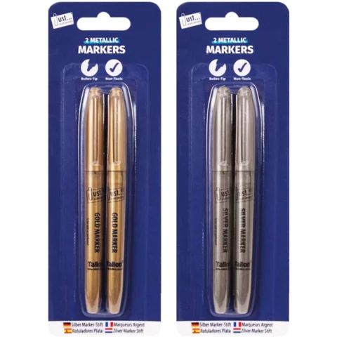 Just Stationery Silver & Gold Markers 2 Pack Assorted