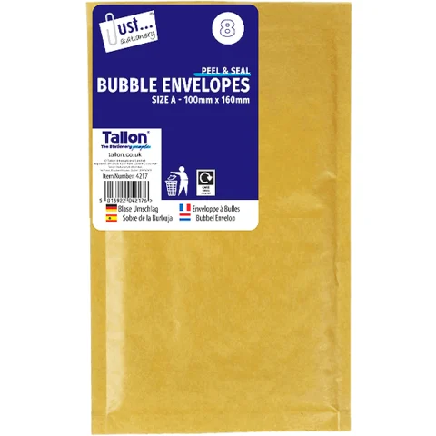 Just Stationery Size A Peel & Seal Bubble Envelopes 100mm X 160mm 8 Pack