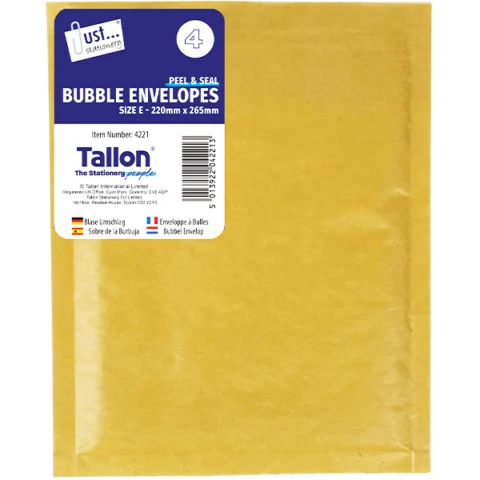 Just Stationery Size E Peel & Seal Bubble Envelopes 220mm X 265mm 4 Pack