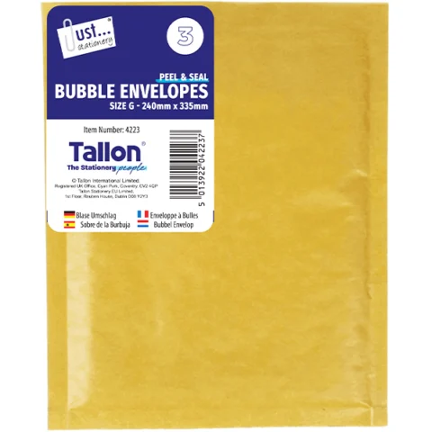 Just Stationery Size G Peel & Seal Bubble Envelopes 240mm X 335mm 3 Pack
