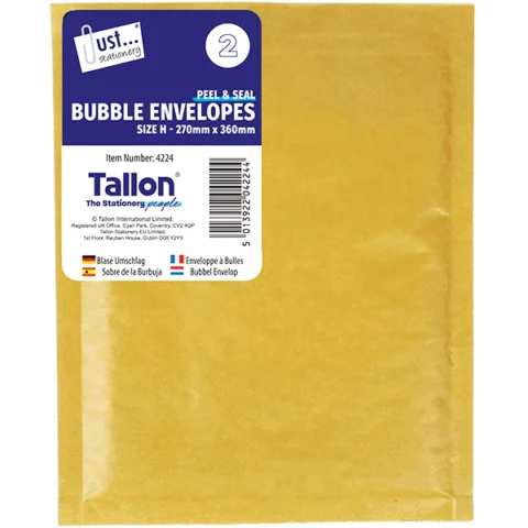 Just Stationery Size H Peel & Seal Bubble Envelopes 270mm X 360mm 2 Pack