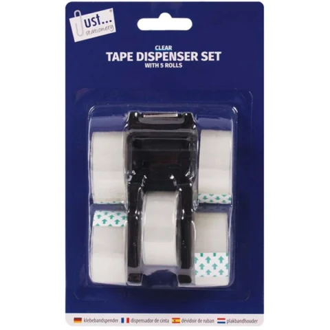 Just Stationery Tape Dispenser Set Assorted Colours With 5 Tape Rolls