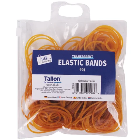 Just Stationery Transparent Elastic Bands 80g