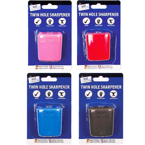 Just Stationery Twin Hole Pencil Sharpener Assorted Colours