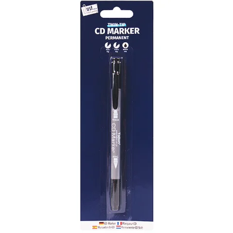 Just Stationery Twin Tip Black Permanent CD Marker