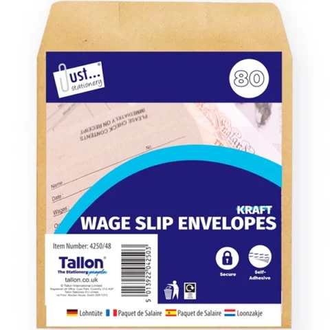 Just Stationery Wage Packet Envelopes 80 Pack
