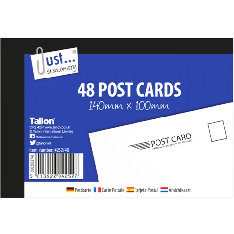 Just Stationery White Post Cards 140mm X 100mm 48 Pack