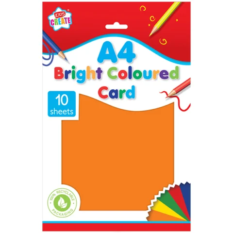 Kids Create A4 Bright Coloured Card Assorted Colours 10 Pack